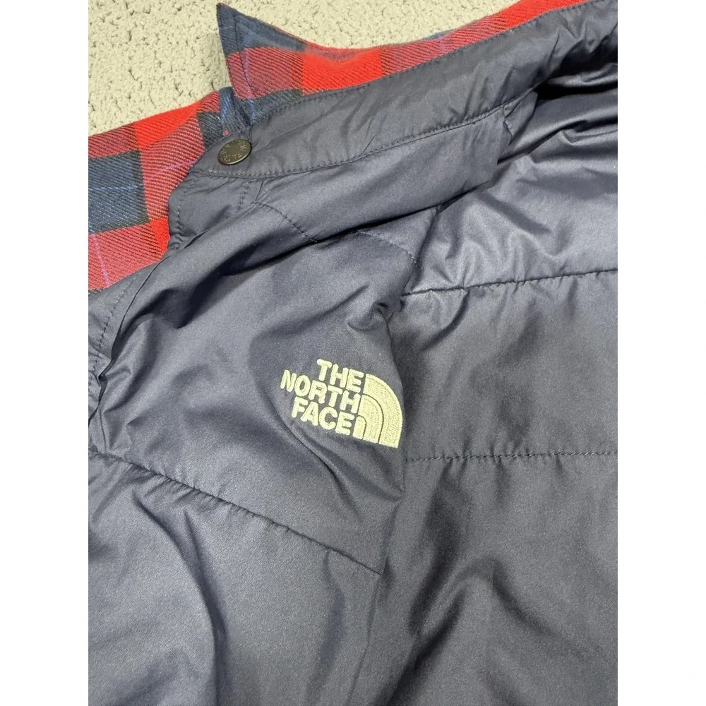 The North Face Jacket Mens XL Shacket Red Plaid Flannel Snap Quilted Reversible